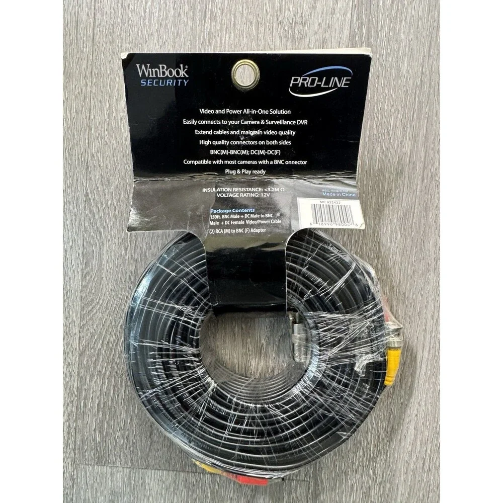 WinBook Security Pro-Line 150ft CCTV Video Power Cable BNC DC Camera DVR